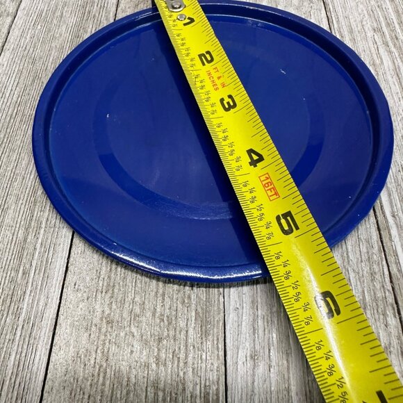 Vtg Blue Pot Metal Retro 70's Style MCM Lid Plate Handle 4.5" DIA 3" Tall - Picture 11 of 11